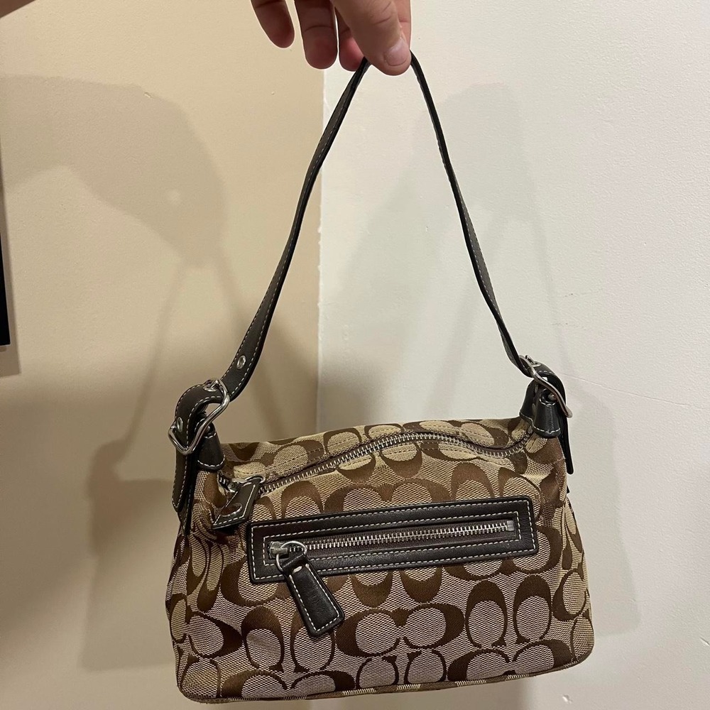 Y2K 2000s Coach Signature Cs Monogram Jacquard Demi shoulder bag / handbag